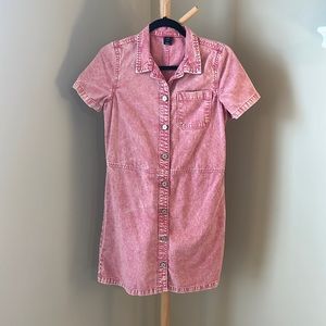 NWOT pink denim utility dress